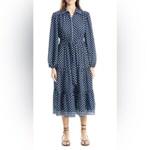 Max Studio Long Sleeve Tiered Shirtdress L